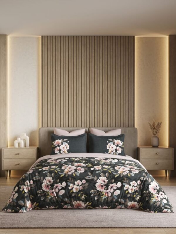 Black Floral Bed Sheet Set