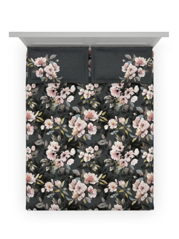 Black Floral Bed Sheet Set - Image 2